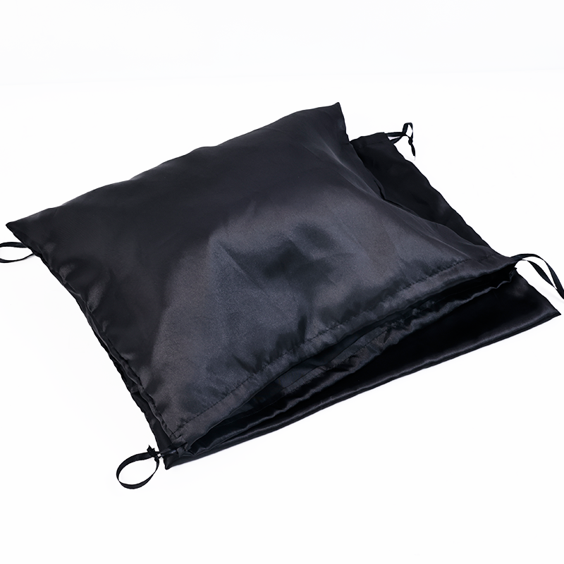 Black long pattern gold-stamped drawstring bag