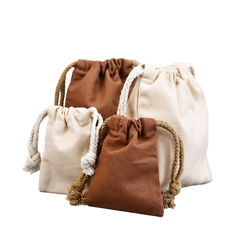 Brown drawstring cotton bag
