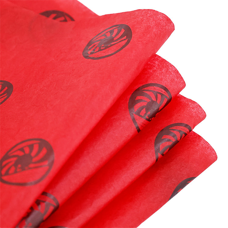 Red wrapping paper pattern with black printing