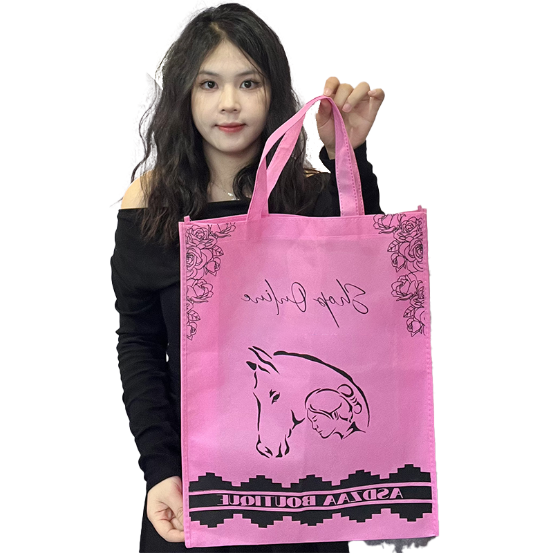 Large size full print pink non-woven tote bag