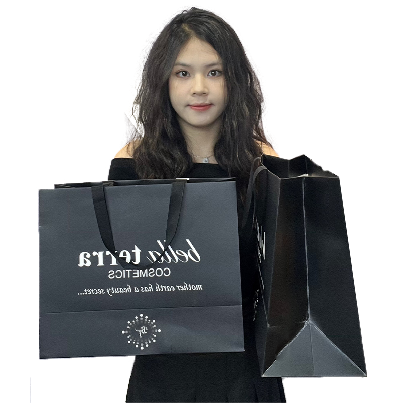 Various sizes of black card paper bags