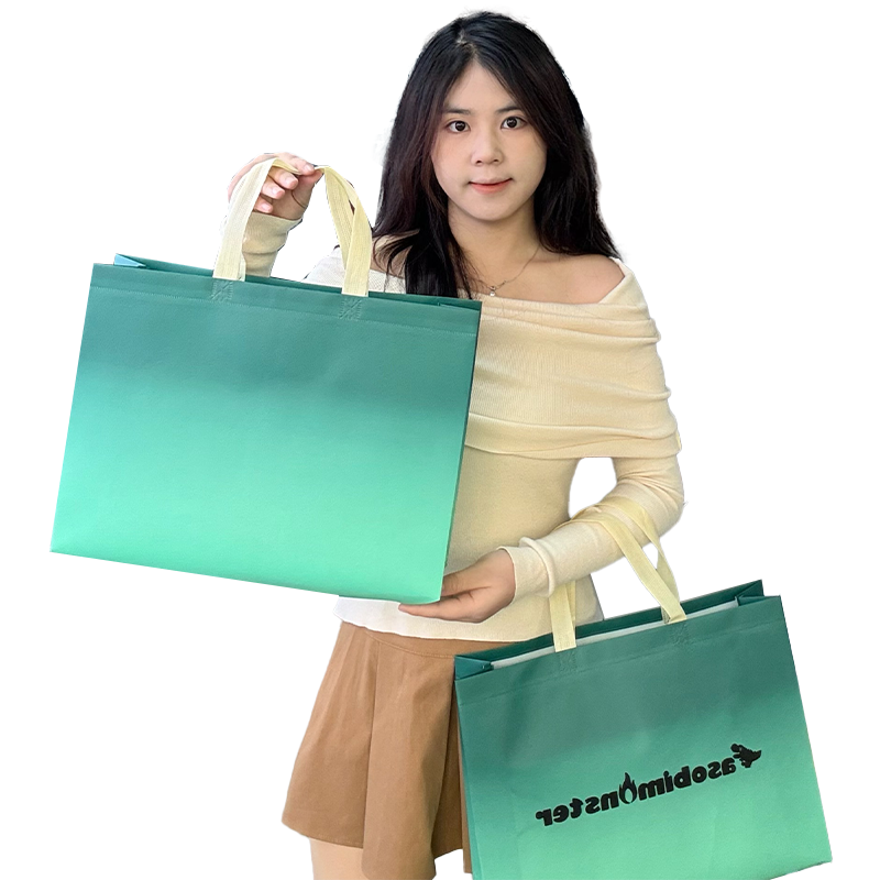 Green gradient non-woven tote bag