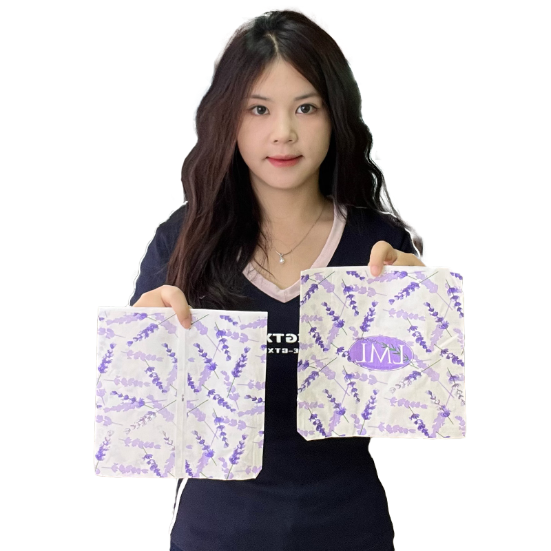White kraft paper full lavender flat paper bag