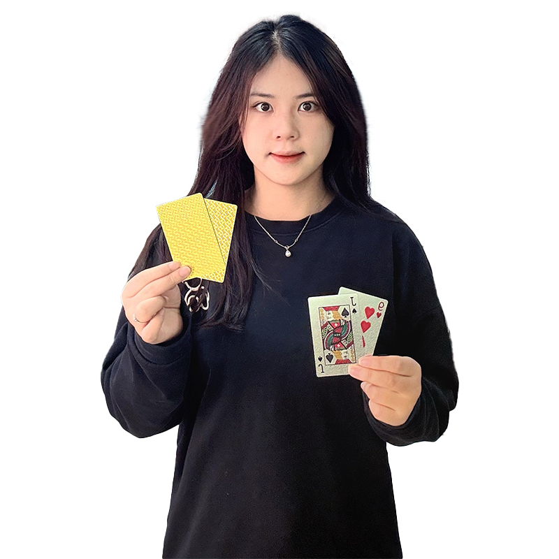 Gold and silver full-page glitter poker cards