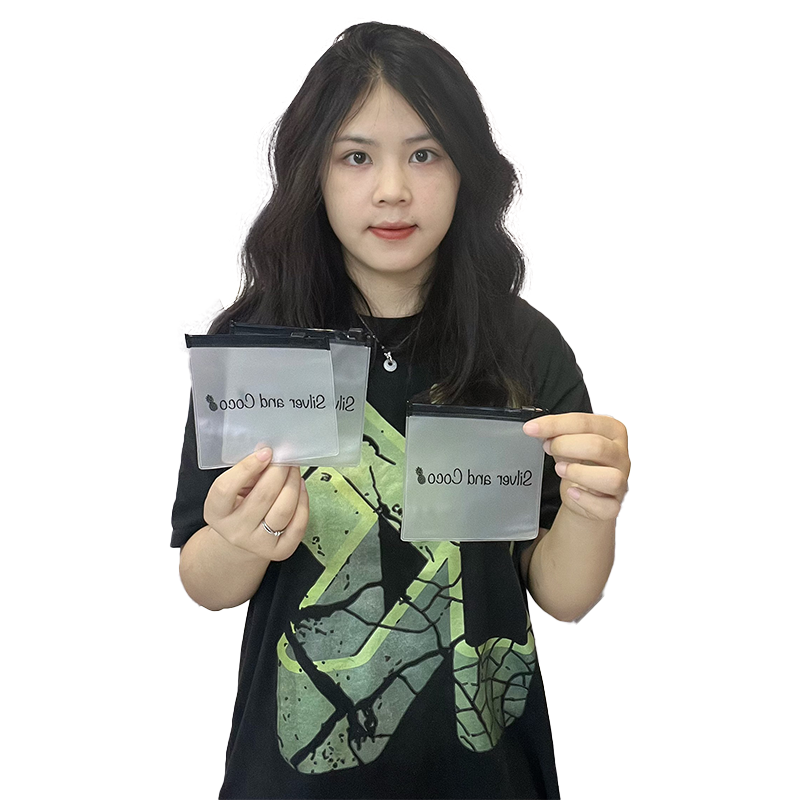 Small size transparent frosted zipper bag