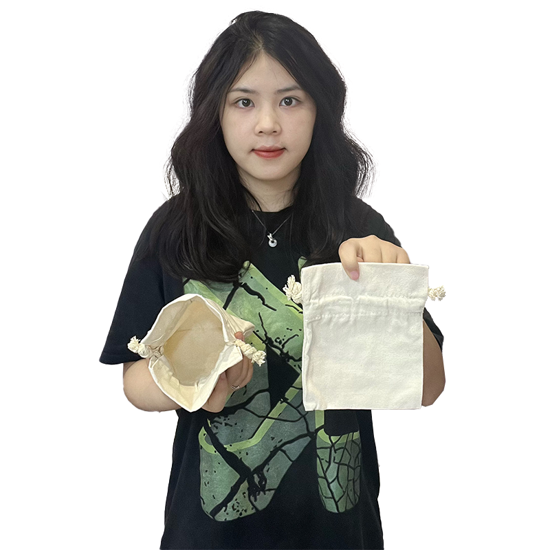 Small size linen drawstring bag