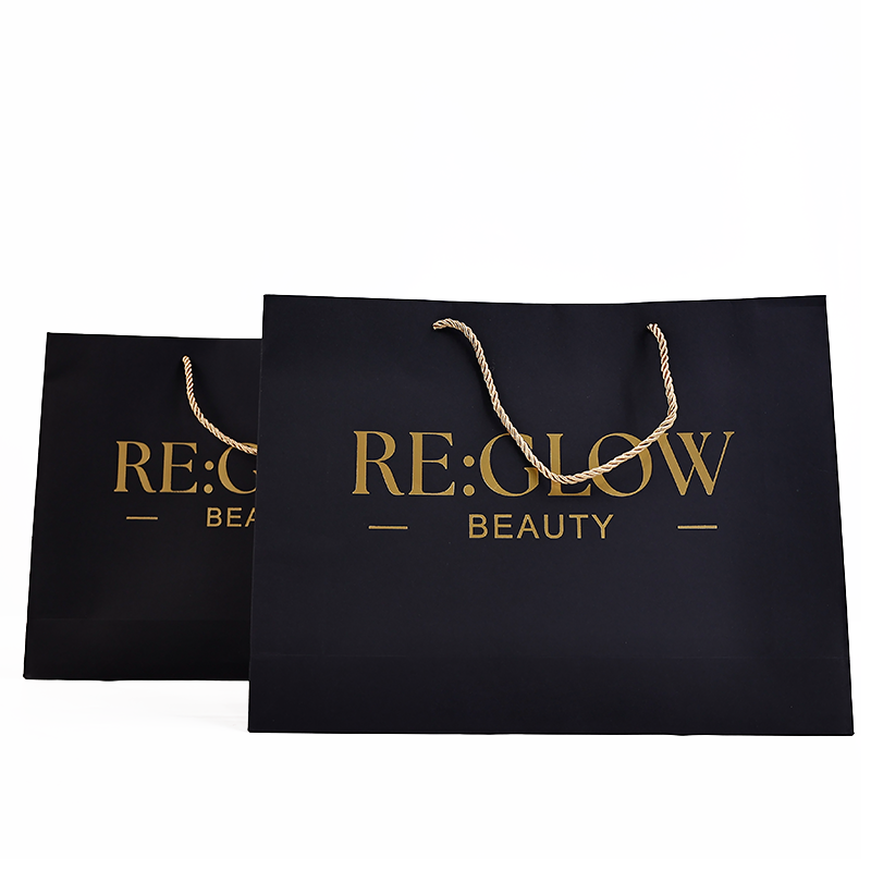Black gold foil kraft paper tote bag