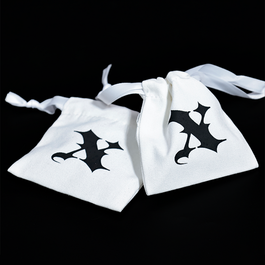 White small canvas drawstring bag
