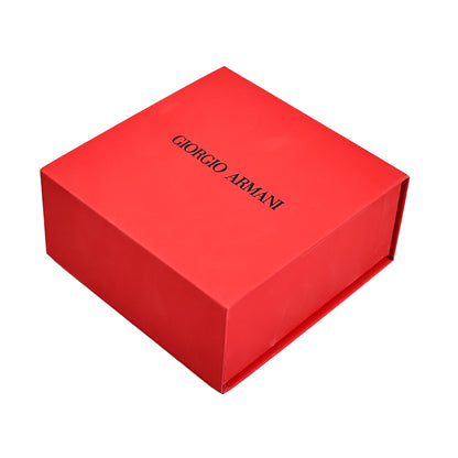 Red magnetic box with black embossing
