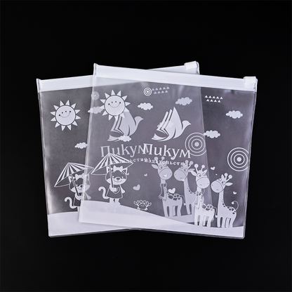 Square full pattern printed plastic snap zipper bag