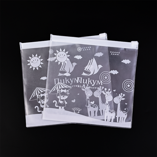 Square full pattern printed plastic snap zipper bag