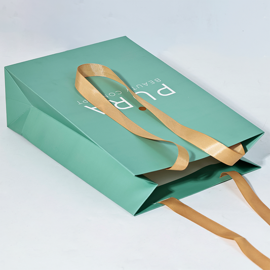 Green full-printed extended paper bag