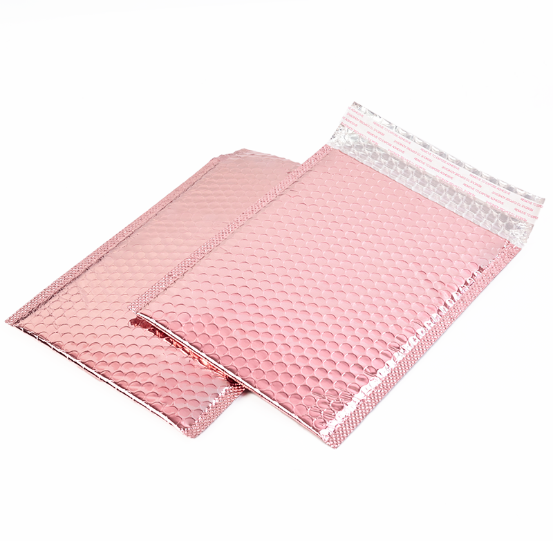 Pink gold self-adhesive aluminized bubble courier bag