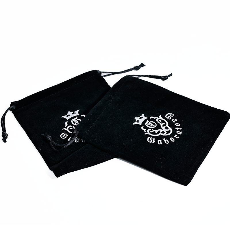 Small size black flannel drawstring bag