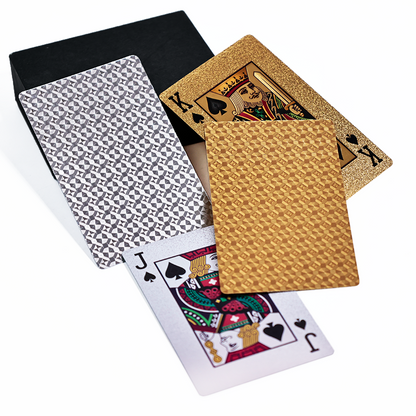 Gold and silver full-page glitter poker cards