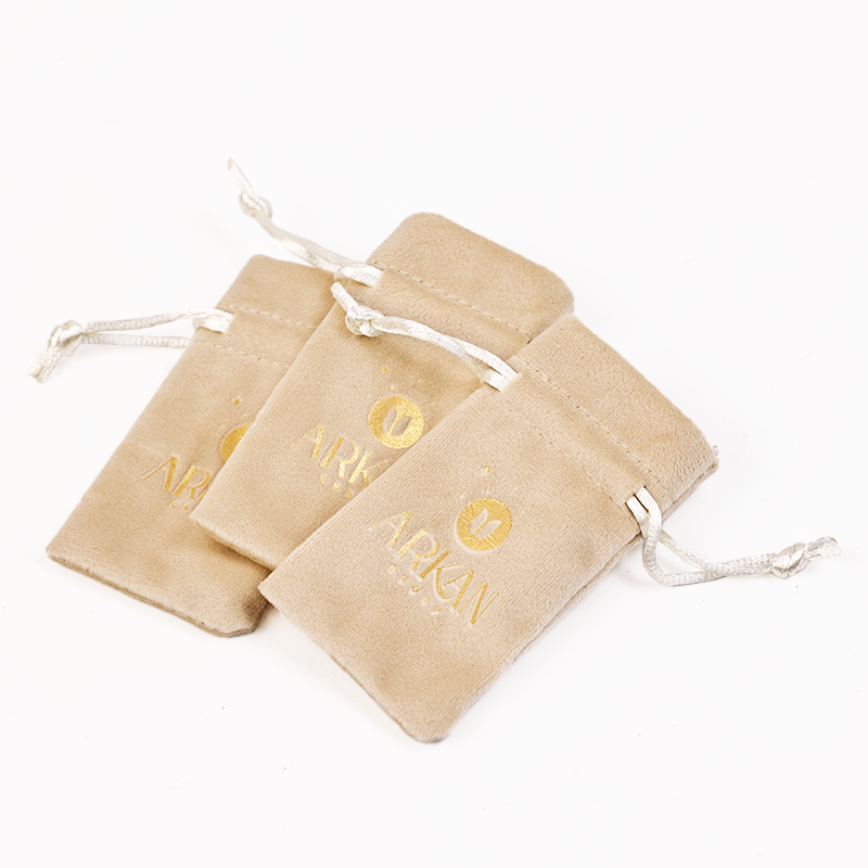 Small size gold foil velvet drawstring bag