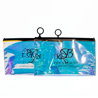 Transparent laser bottom PVC zipper bag