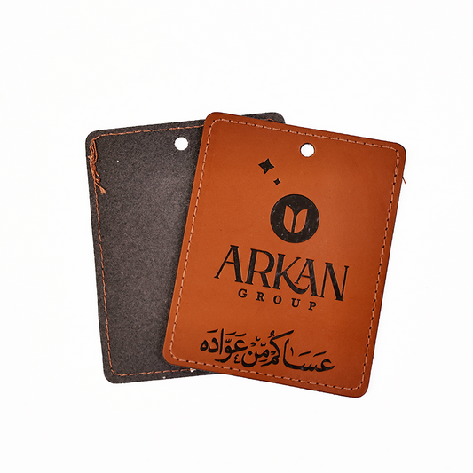 Brown embossed imitation leather hangtag