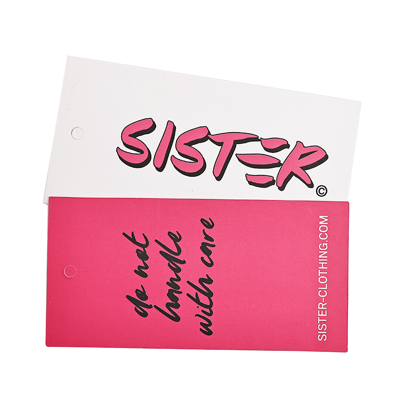 Pink double-sided pattern printing tag
