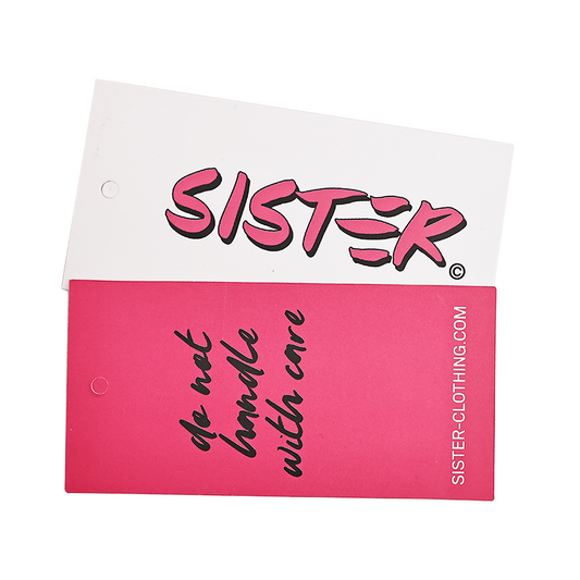 Pink double-sided pattern printing tag