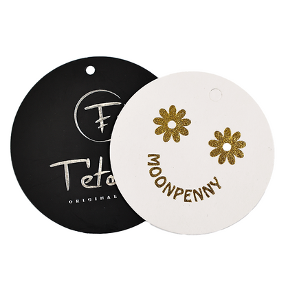 Round black and white hot stamping pattern hangtag