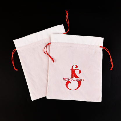 White flannel pattern embroidered drawstring bag