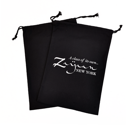 Black cotton drawstring bag