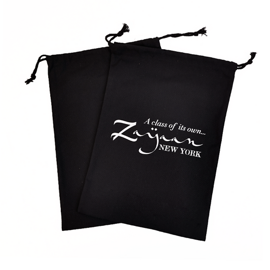 Black cotton drawstring bag