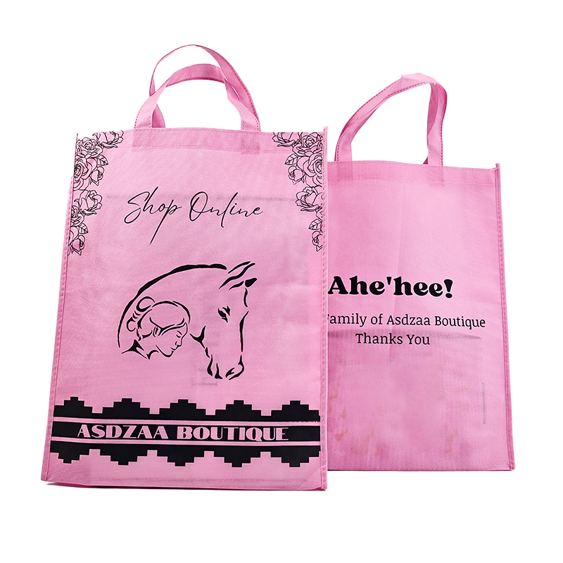 Large size full print pink non-woven tote bag