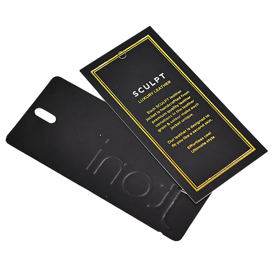 Hot stamping and embossing hangtag