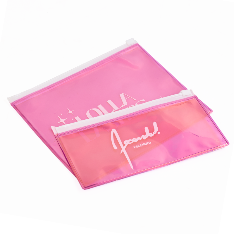 Various sizes of pink laser PVC zipper bags