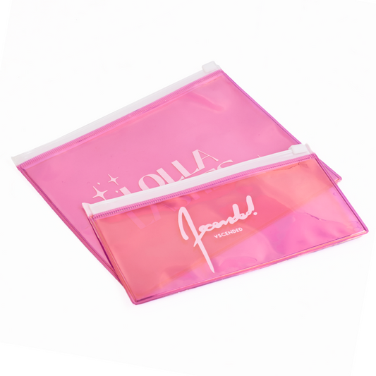 Various sizes of pink laser PVC zipper bags
