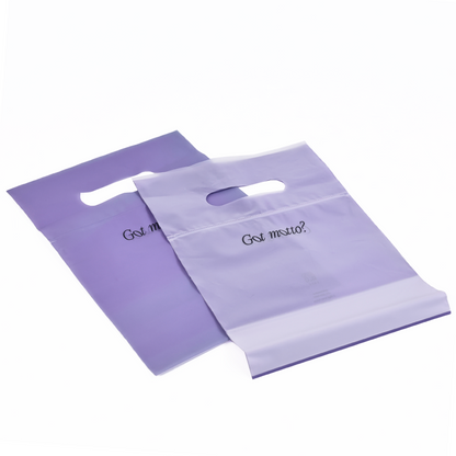 Purple single-sided transparent four-finger hand-held frosted bottom zipper bag