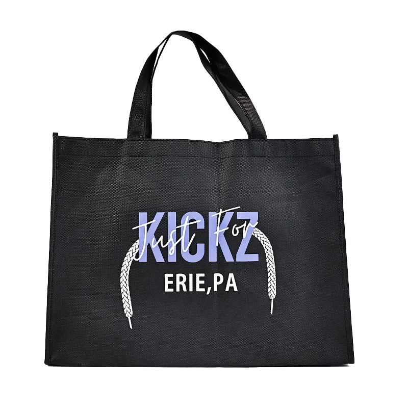 Black non-woven tote bag with bottom