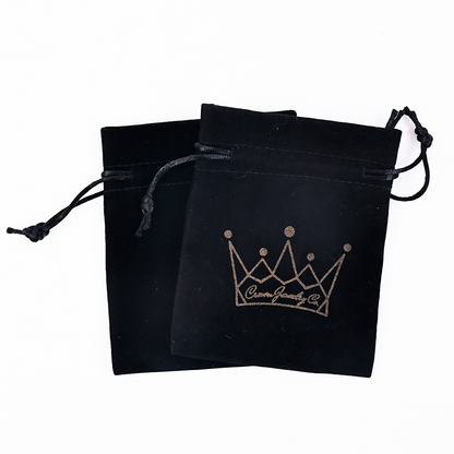 Black small size pattern gold foil velvet drawstring bag