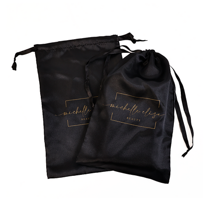 Black pattern gold-stamped drawstring bag