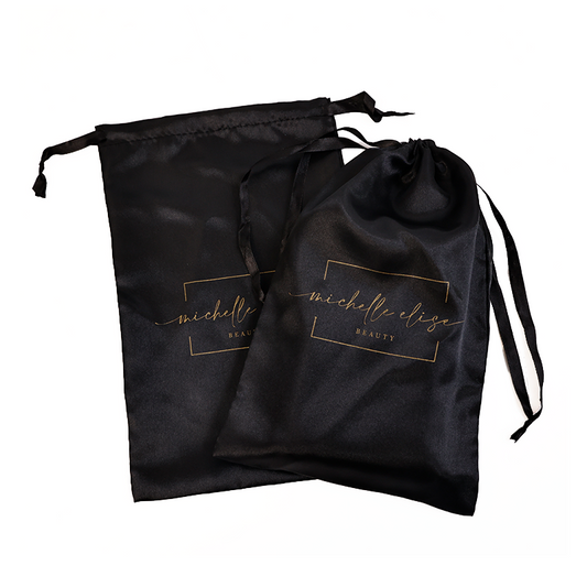 Black pattern gold-stamped drawstring bag