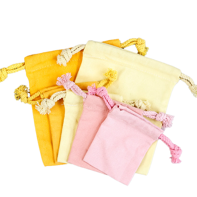 Yellow and pink drawstring cotton bag