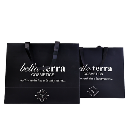 Various sizes of black card paper bags