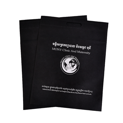 Black non-woven four-finger flat tote bag