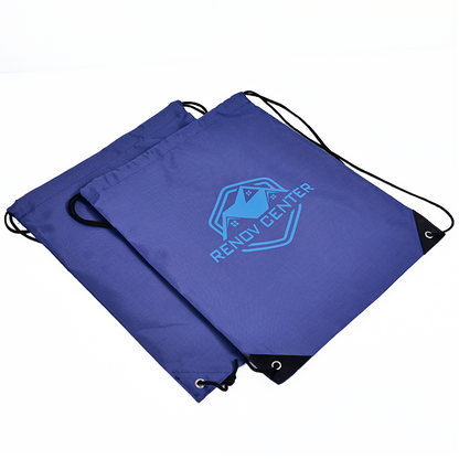 Blue Polyester Backpack Drawstring Bag