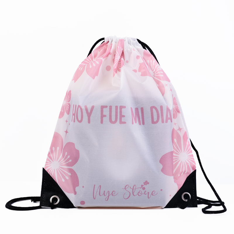 Small size pink cherry blossom backpack drawstring bag