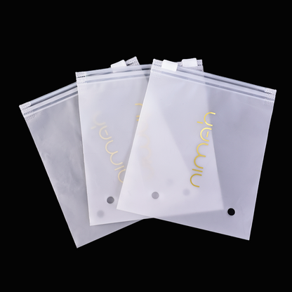 Small size white frosted pattern hot stamping zipper bag