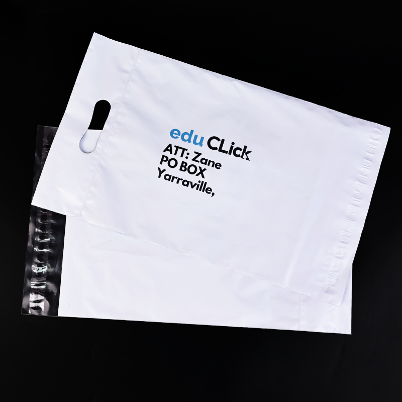 White long four-finger handle design self-adhesive courier bag