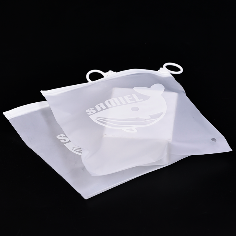 Square white ring zipper white frosted zipper bag