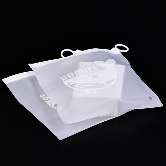 Square white ring zipper white frosted zipper bag