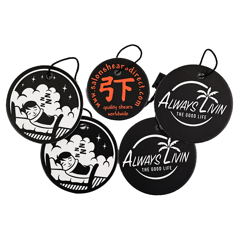 Black multi-pattern style hangtag