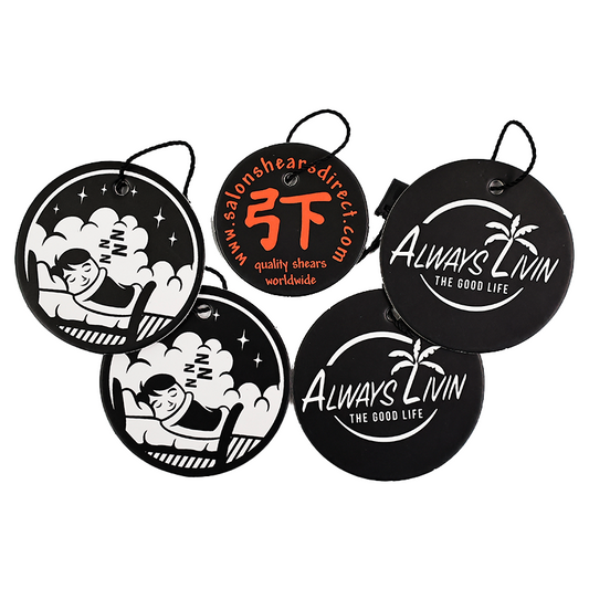 Black multi-pattern style hangtag