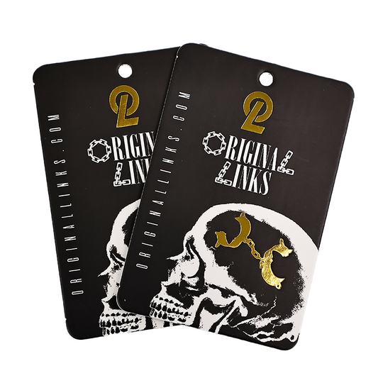 Black long gold stamping plus monochrome printing tag