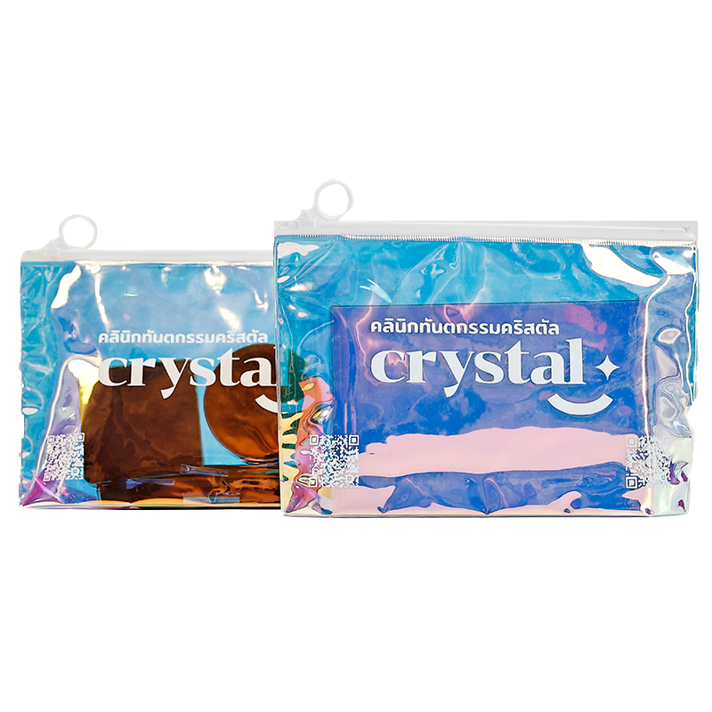 Transparent laser ring zipper bag
